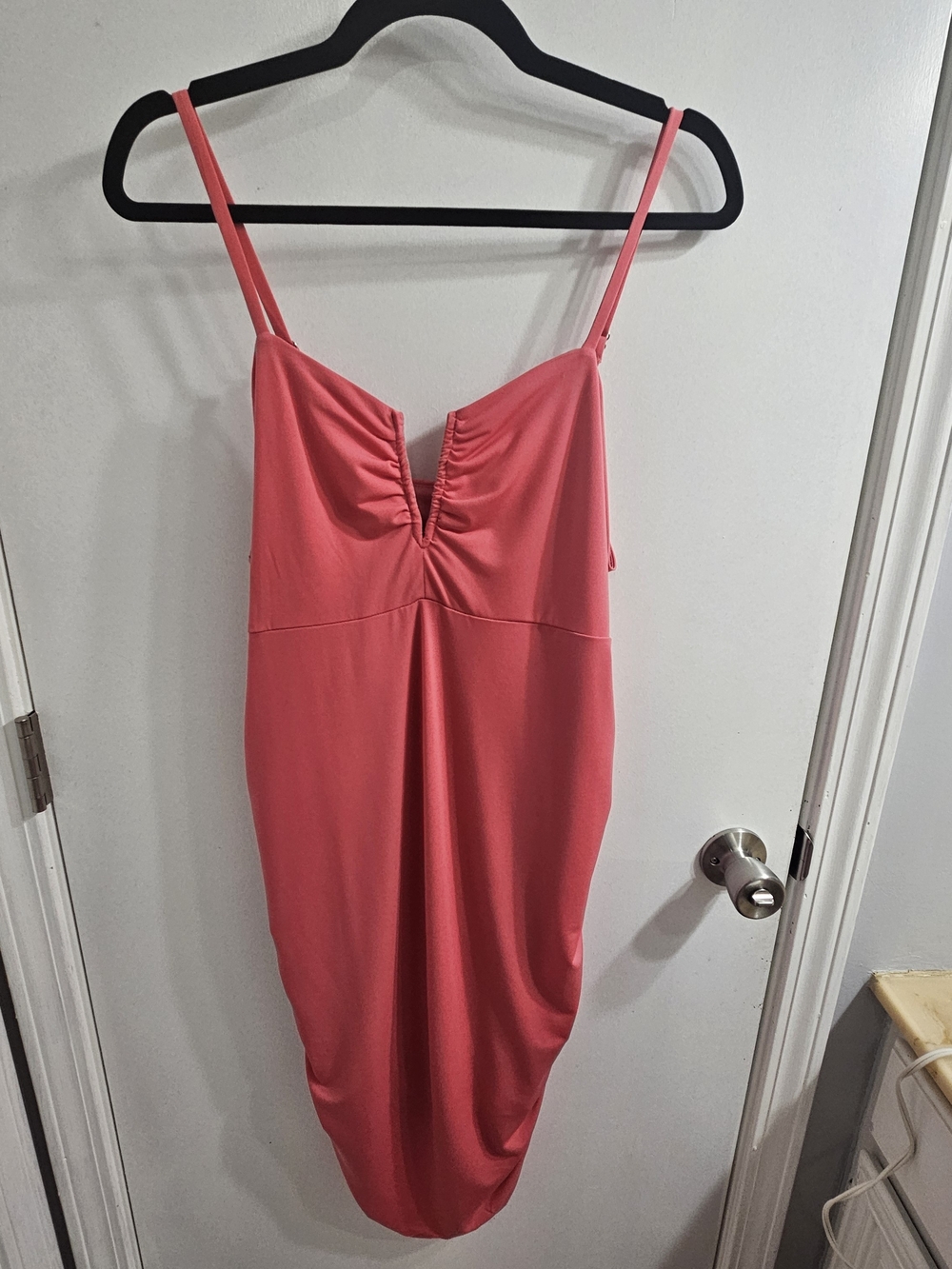 Pink Lily Coral Pink Spaghetti-Strap Midi Dress